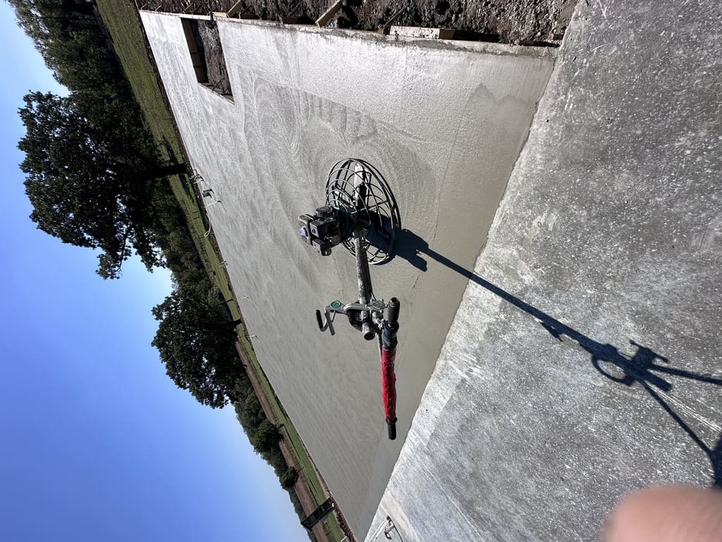 concrete slab being finished